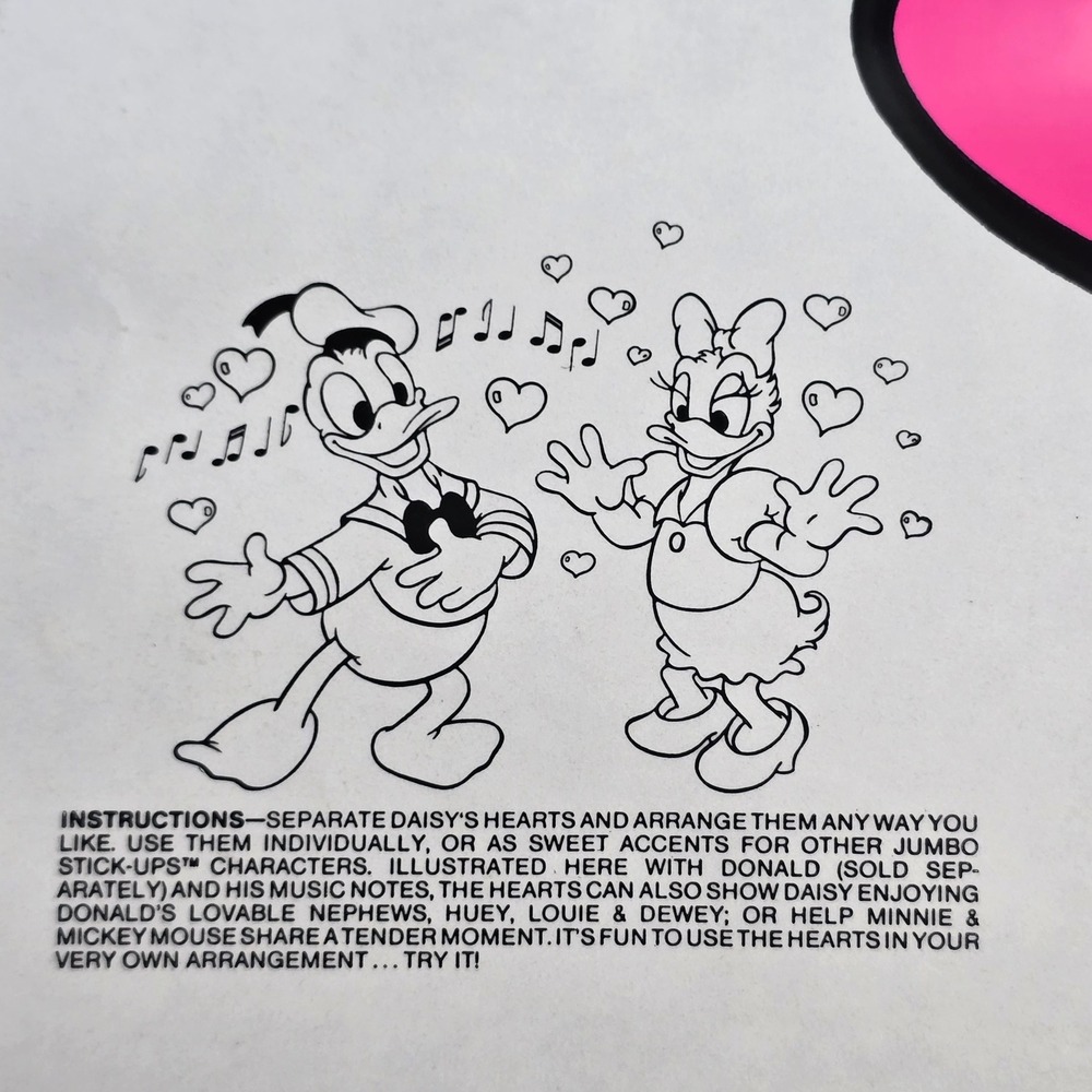 Disney Daisy Duck Wall Decal Kids 33x21 Pink Vintage Jumbo Stick-Ups Heart Decor - Picture 2 of 5